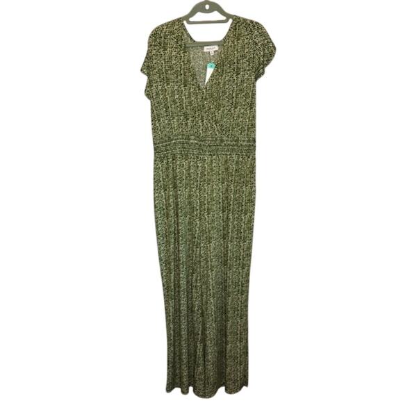 Gilli Jordan Knit Green and White Pockets V Neck Flutter Jumpsuit Sz 2X NWT - Picture 10 of 12